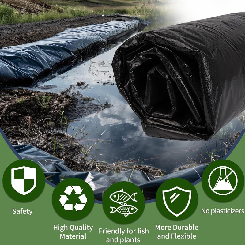 ANHAN 8x12ft Pond Liners,28MIL HDPE Fish Pond Liner,Reinforced Koi Pond Liners for Outdoor Ponds, Water Gardens, Waterfall,Fountain - Image 4